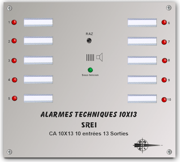 Coffret d'alarmes rechniques 10 entrees et 13 sorties