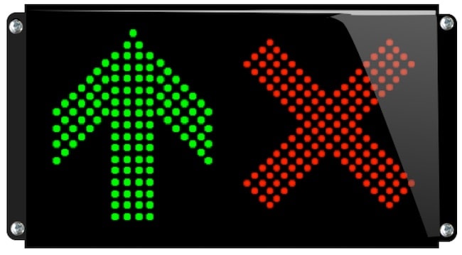 Panneau pictogramme croix flèche