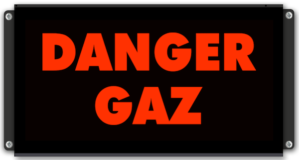 Panneau lumineux de signalisation DANGER GAZ texte rouge sur fond noir
