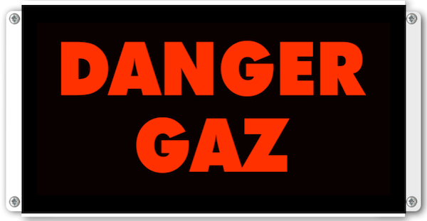 Panneau lumineux de signalisation DANGER GAZ texte rouge sur fond noir