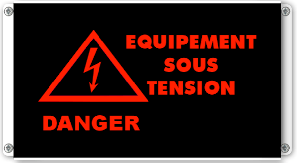 Panneau lumineux equipement sous tension avec pictogramme danger