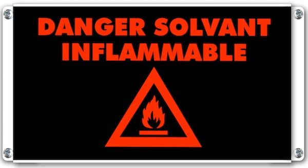Signalisation lumineuse DANGER SOLVANT INFLAMMABLE avec pictogramme flamme